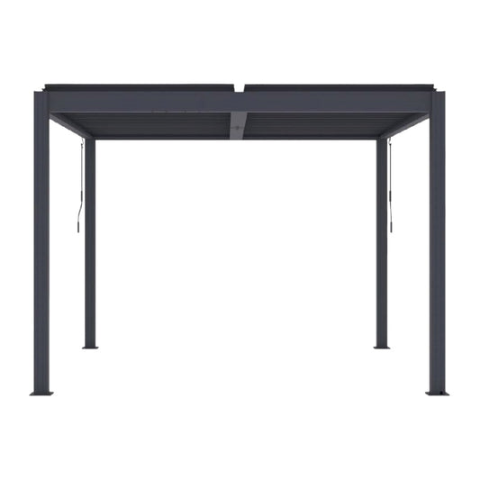 Pergola Bioclimatique en Aluminium Gris Anthracite, Lames Orientables, Structure Autoportante