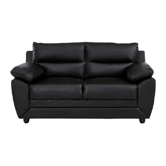 Canapé 2 places en simili cuir, coloris noir, accoudoirs rembourrés